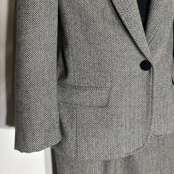 Russ Vintage SZ 12 Black herringbone 2 pc.suit office interview timeless 80's - Picture 5 of 15